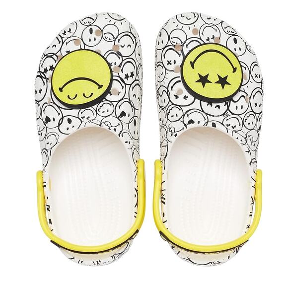 Crocs Kids Smiley World Clog US Juniors 4 EU 36-37 White Yellow NWOB - Picture 2 of 12